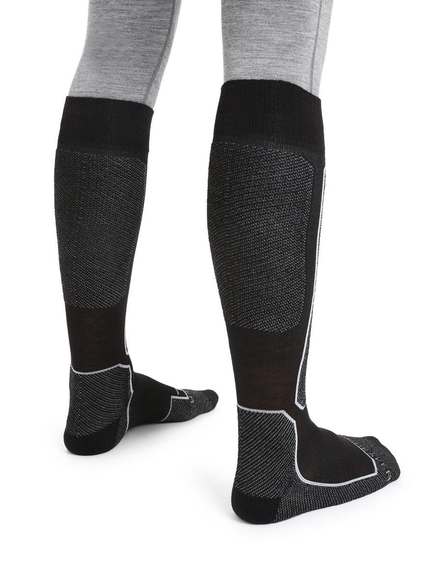 Black Men's Icebreaker Merino Ski+ Light Over the Calf Socks | USA 1014HAPK